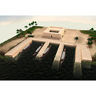Khufu Pyramid Complex model: Site: Giza; View: Khufu Valley Temple (model)